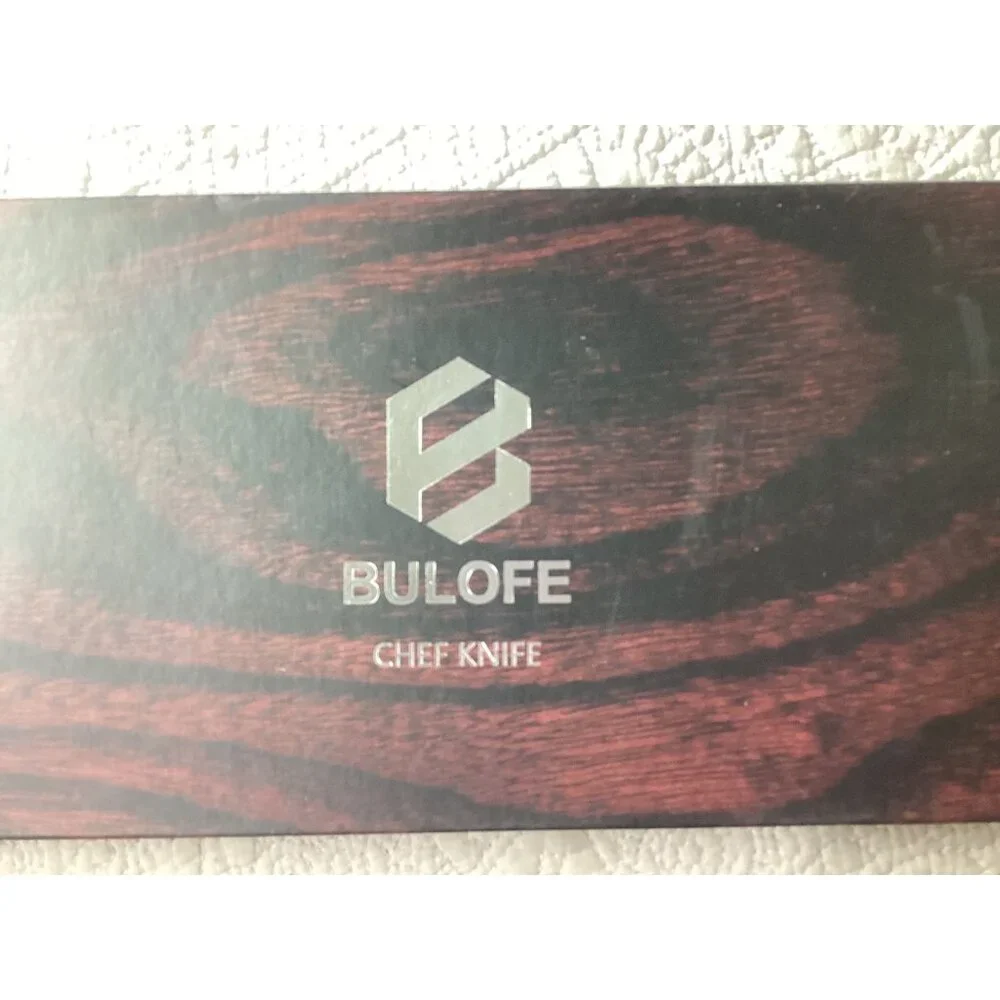 Bulofe Professional 8 Inch Chef Knife* Wooden Handle & Blade Cover*Gift Box Incl